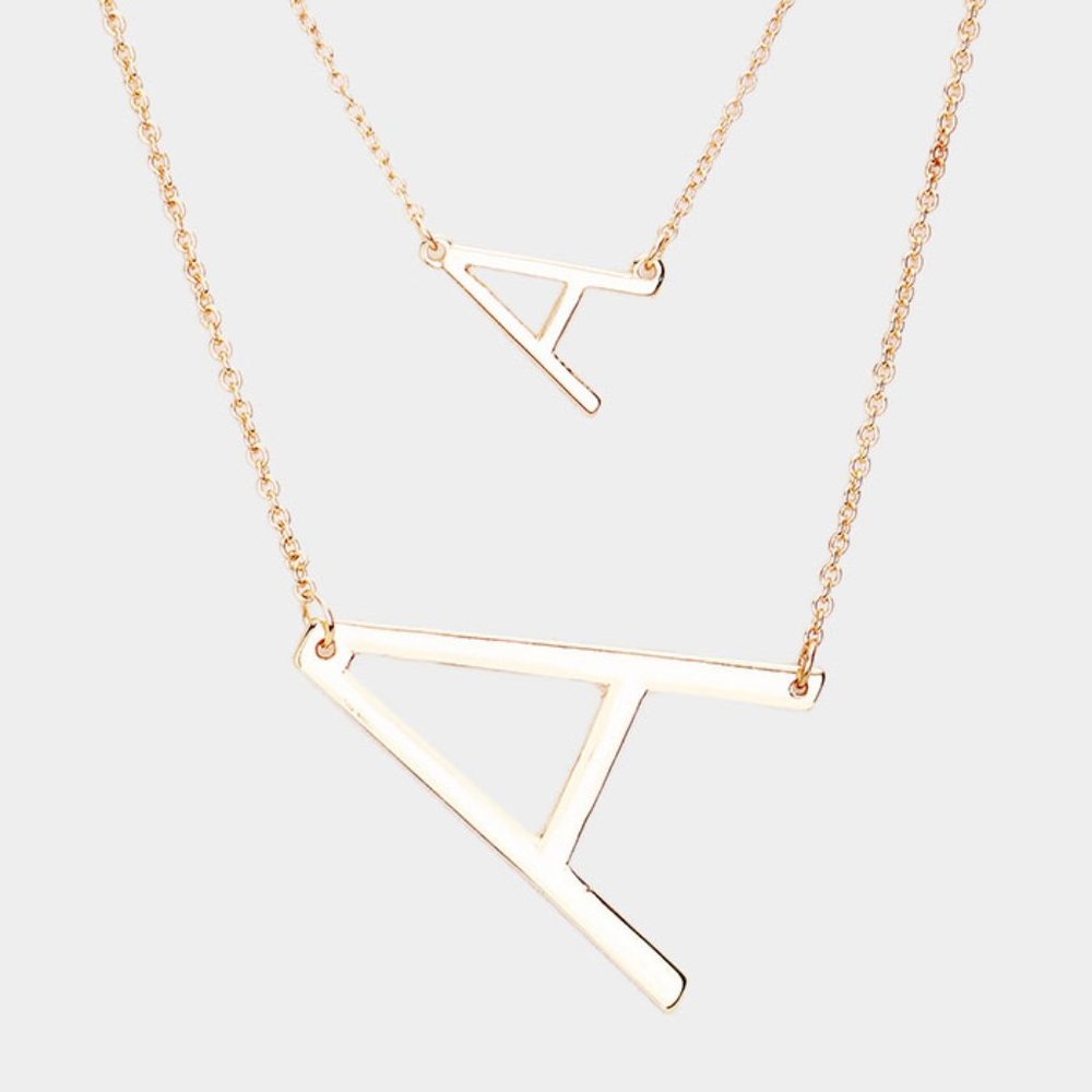 Initial Necklace PICK LETTER Layered Monogram 2 Necklaces GOLD